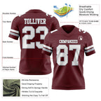 Custom Burgundy White-Gray Authentic Football Jersey photo 3