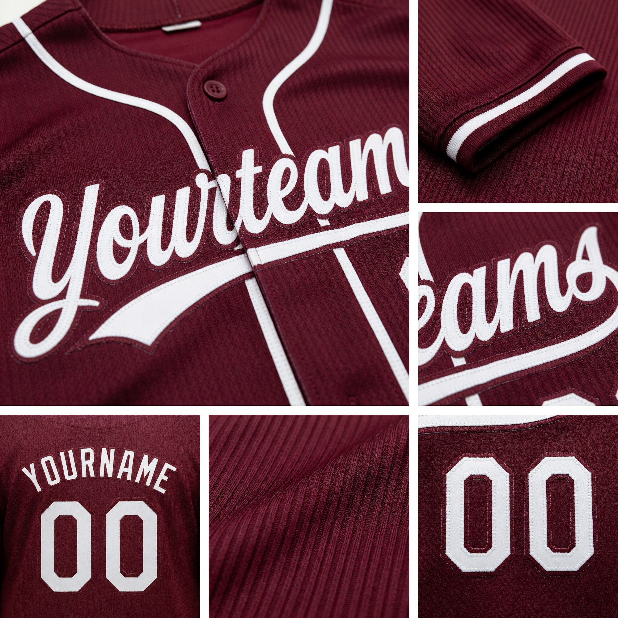 Custom Stitched Burgundy White-Burgundy Baseball Pullover Sweatshirt Hoodie detail
