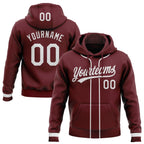 Custom Stitched Burgundy White-Burgundy Baseball Pullover Sweatshirt Hoodie photo 1