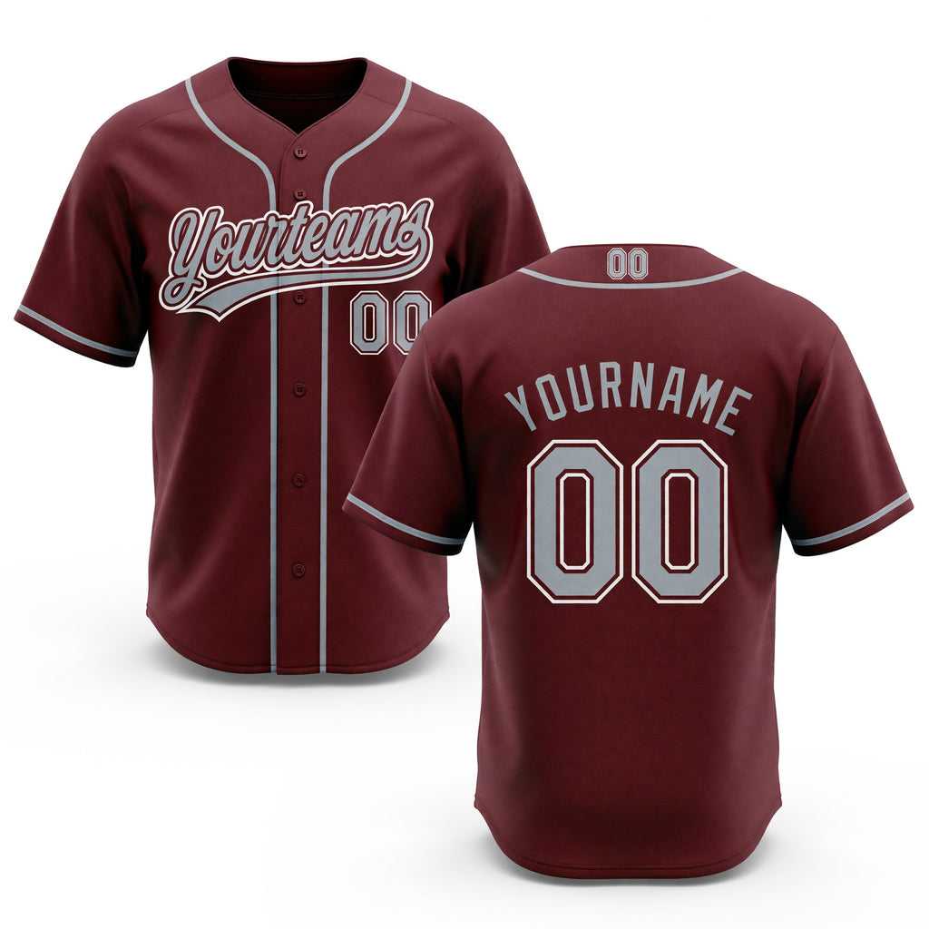 Custom Stitched Burgundy Gray-White Baseball Pullover Sweatshirt Hoodie