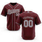Custom Stitched Burgundy Gray-White Baseball Pullover Sweatshirt Hoodie