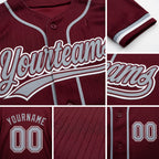 Custom Stitched Burgundy Gray-White Baseball Pullover Sweatshirt Hoodie detail