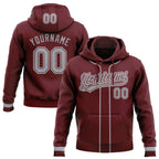 Custom Stitched Burgundy Gray-White Baseball Pullover Sweatshirt Hoodie photo 1