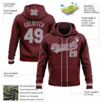 Custom Stitched Burgundy Gray-White Baseball Pullover Sweatshirt Hoodie photo 2