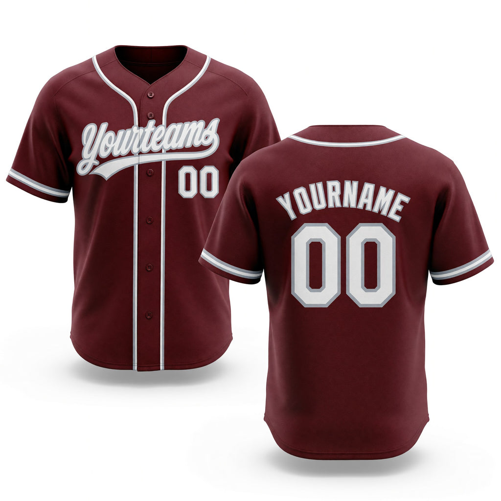 Custom Stitched Burgundy White-Gray Baseball Pullover Sweatshirt Hoodie