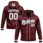 Custom Stitched Burgundy White-Gray Baseball Pullover Sweatshirt Hoodie photo 1