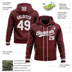 Custom Stitched Burgundy White-Gray Baseball Pullover Sweatshirt Hoodie photo 2