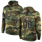 Custom Stitched Camo Black-Cream Sports Pullover Sweatshirt Salute To Service Hoodie