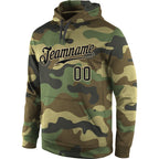 Custom Stitched Camo Black-Cream Sports Pullover Sweatshirt Salute To Service Hoodie photo 3