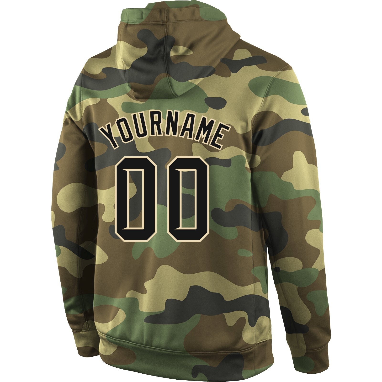 Custom Stitched Camo Black-Cream Sports Pullover Sweatshirt Salute To Service Hoodie photo 4