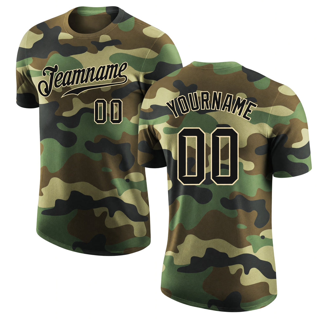 Custom Camo Black-Cream Performance Salute To Service T-Shirt