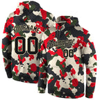 Custom Stitched Camo Black-Cream Sports Pullover Sweatshirt Salute To Service Hoodie photo 1