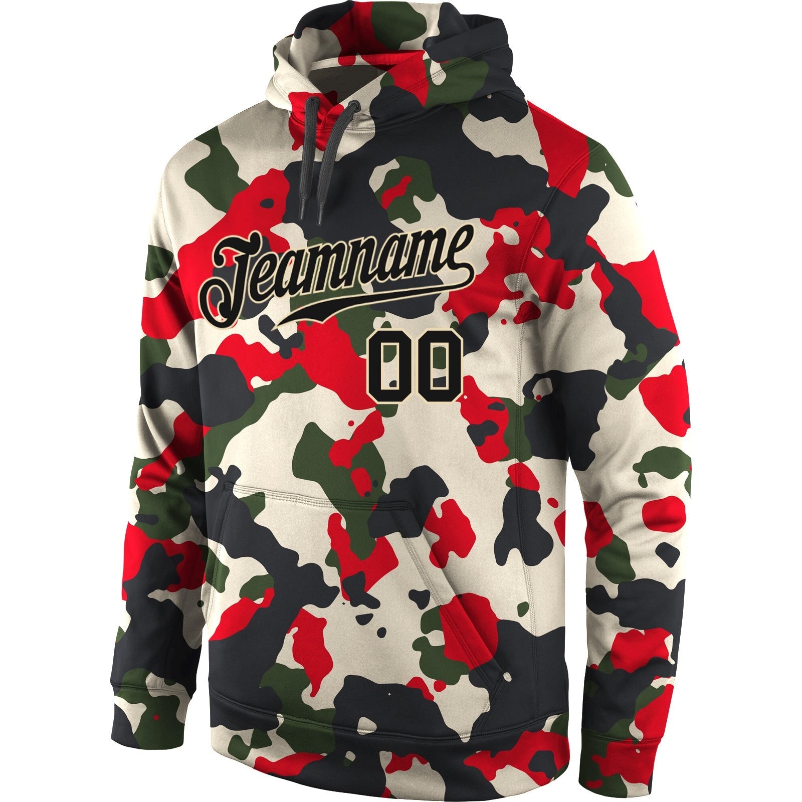 Custom Stitched Camo Black-Cream Sports Pullover Sweatshirt Salute To Service Hoodie photo 2