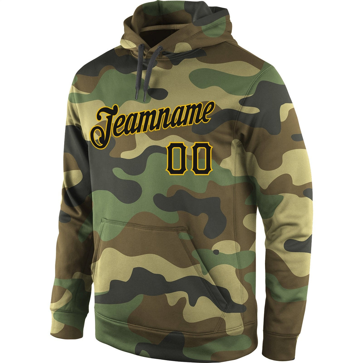 Custom Stitched Camo Black-Gold Sports Pullover Sweatshirt Salute To Service Hoodie photo 2