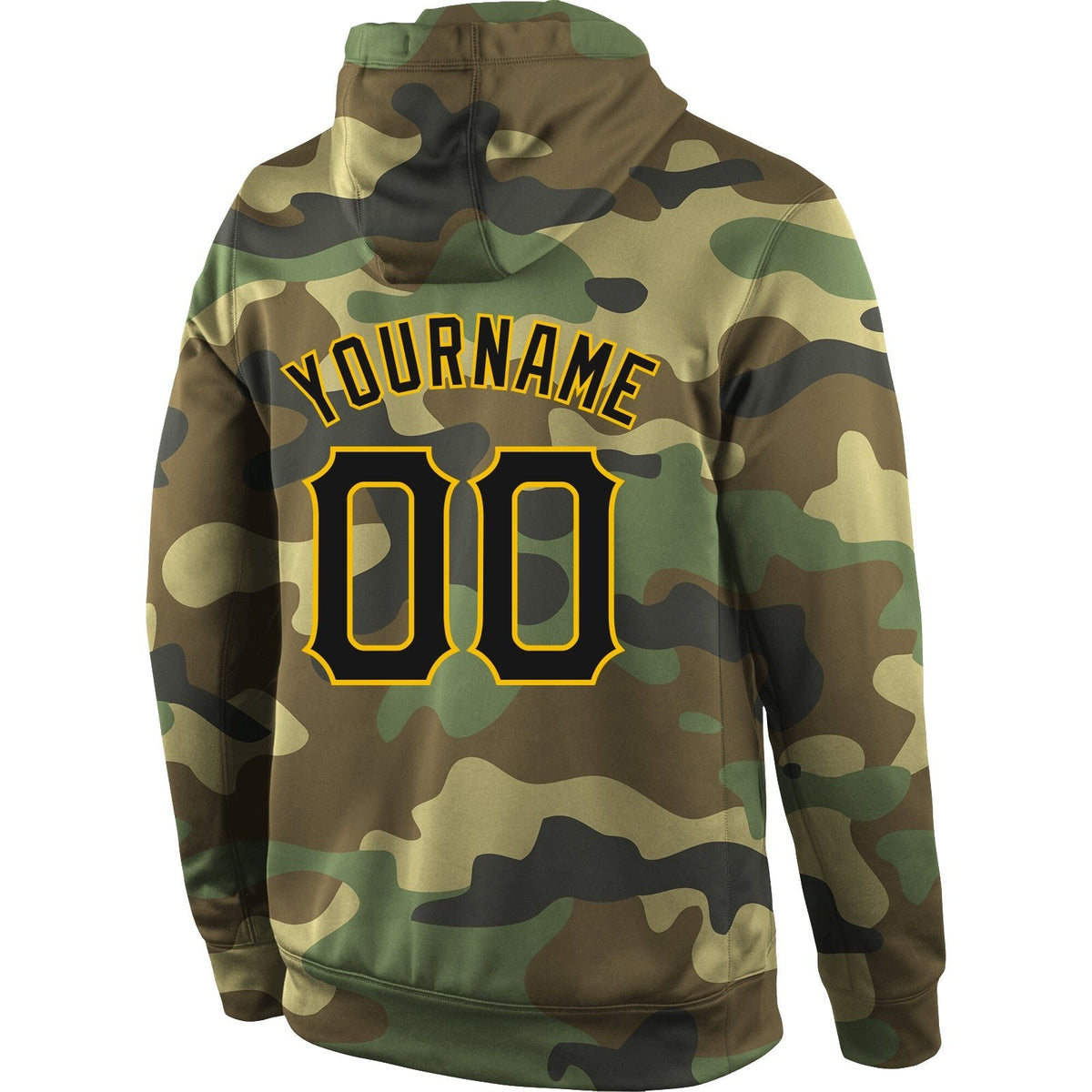 Custom Stitched Camo Black-Gold Sports Pullover Sweatshirt Salute To Service Hoodie photo 3