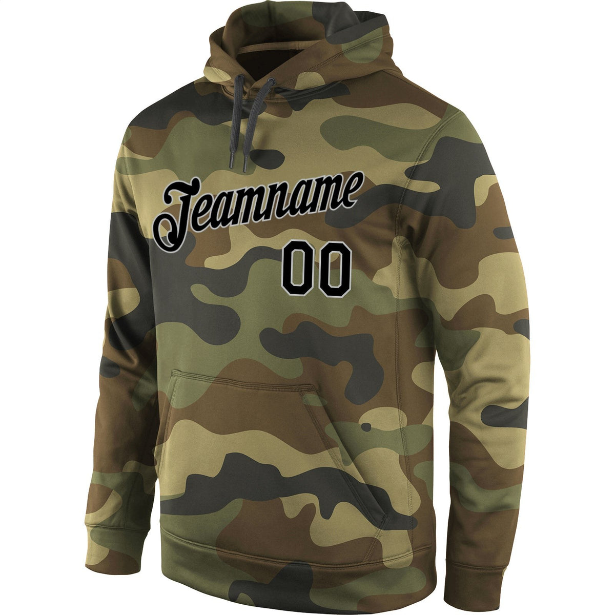 Custom Stitched Camo Black-Gray Sports Pullover Sweatshirt Salute To Service Hoodie photo 2