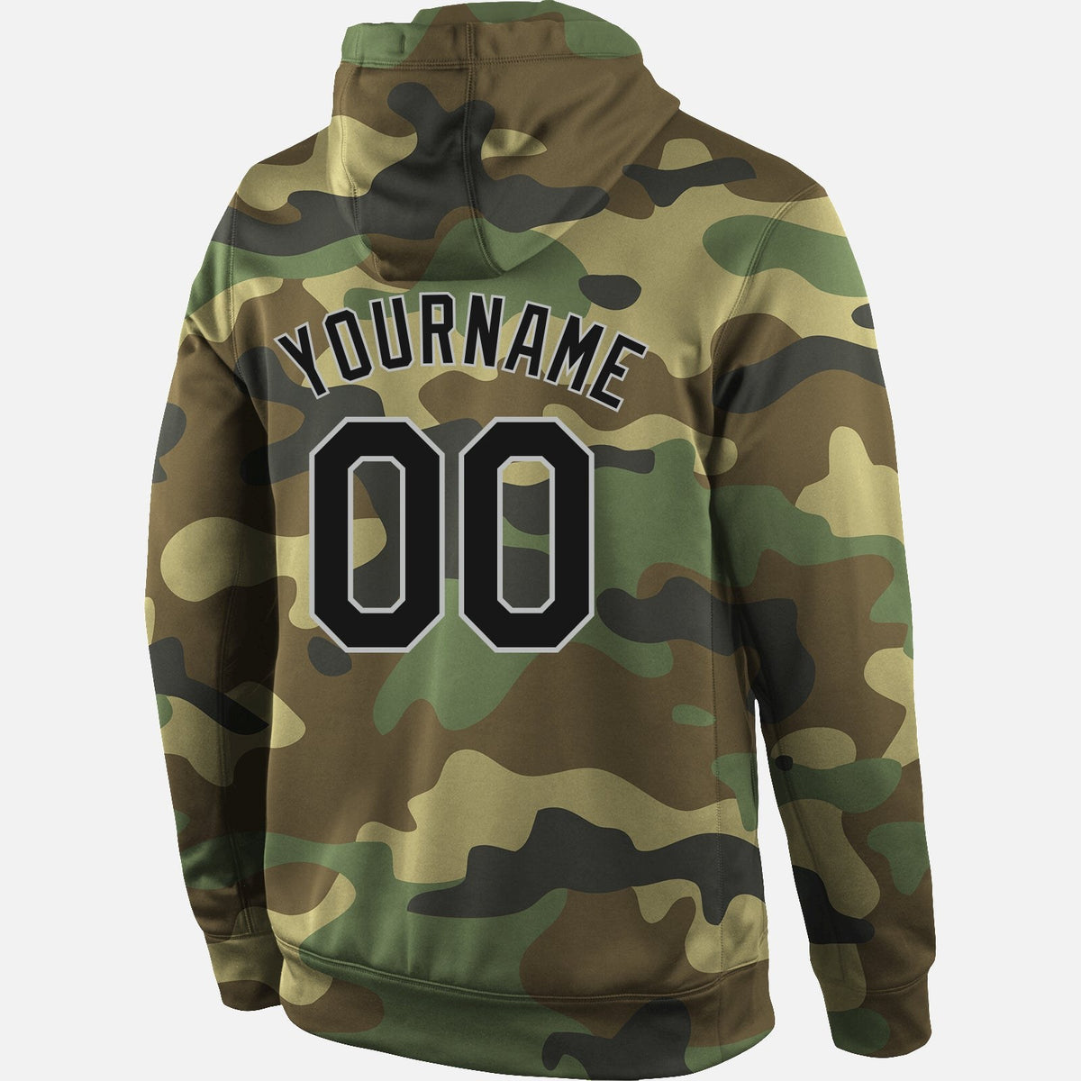 Custom Stitched Camo Black-Gray Sports Pullover Sweatshirt Salute To Service Hoodie photo 3