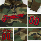 Custom Stitched Camo Red-Navy Sports Pullover Sweatshirt Salute To Service Hoodie detail