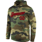 Custom Stitched Camo Red-Navy Sports Pullover Sweatshirt Salute To Service Hoodie photo 2
