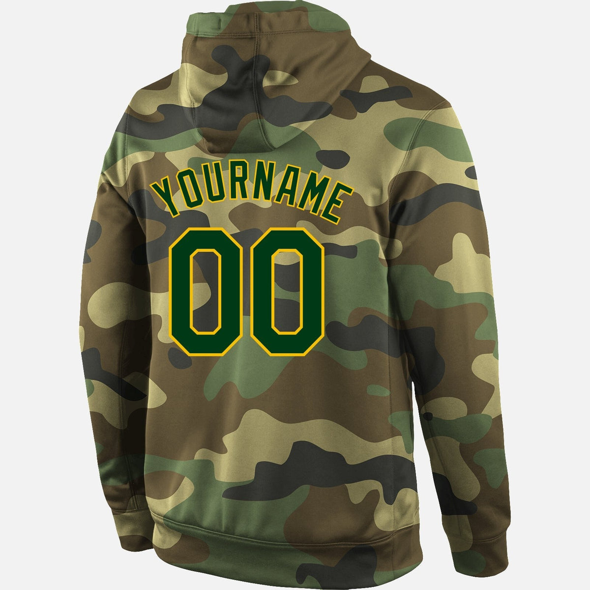 Custom Stitched Camo Green-Gold Sports Pullover Sweatshirt Salute To Service Hoodie photo 3