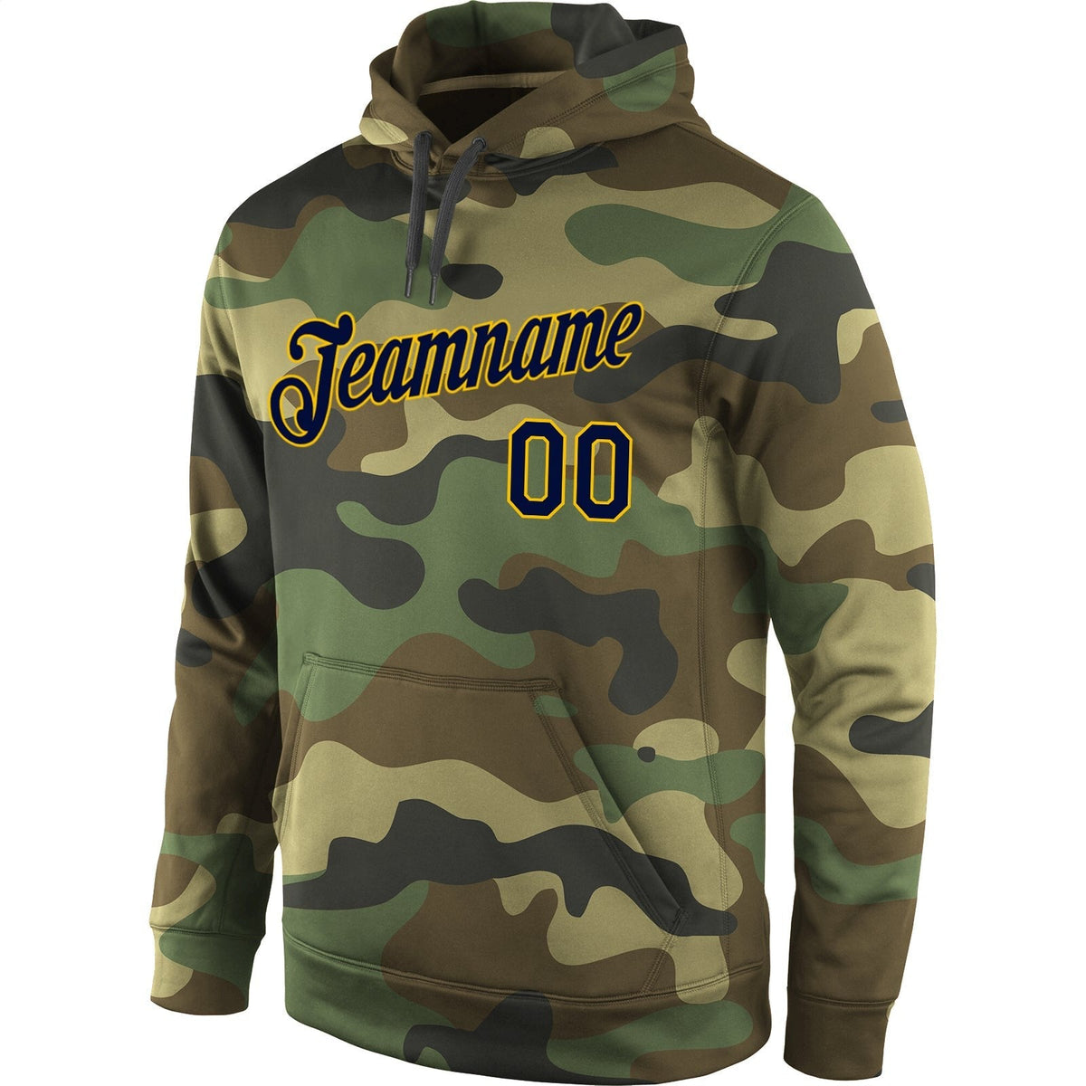 Custom Stitched Camo Navy-Gold Sports Pullover Sweatshirt Salute To Service Hoodie photo 2