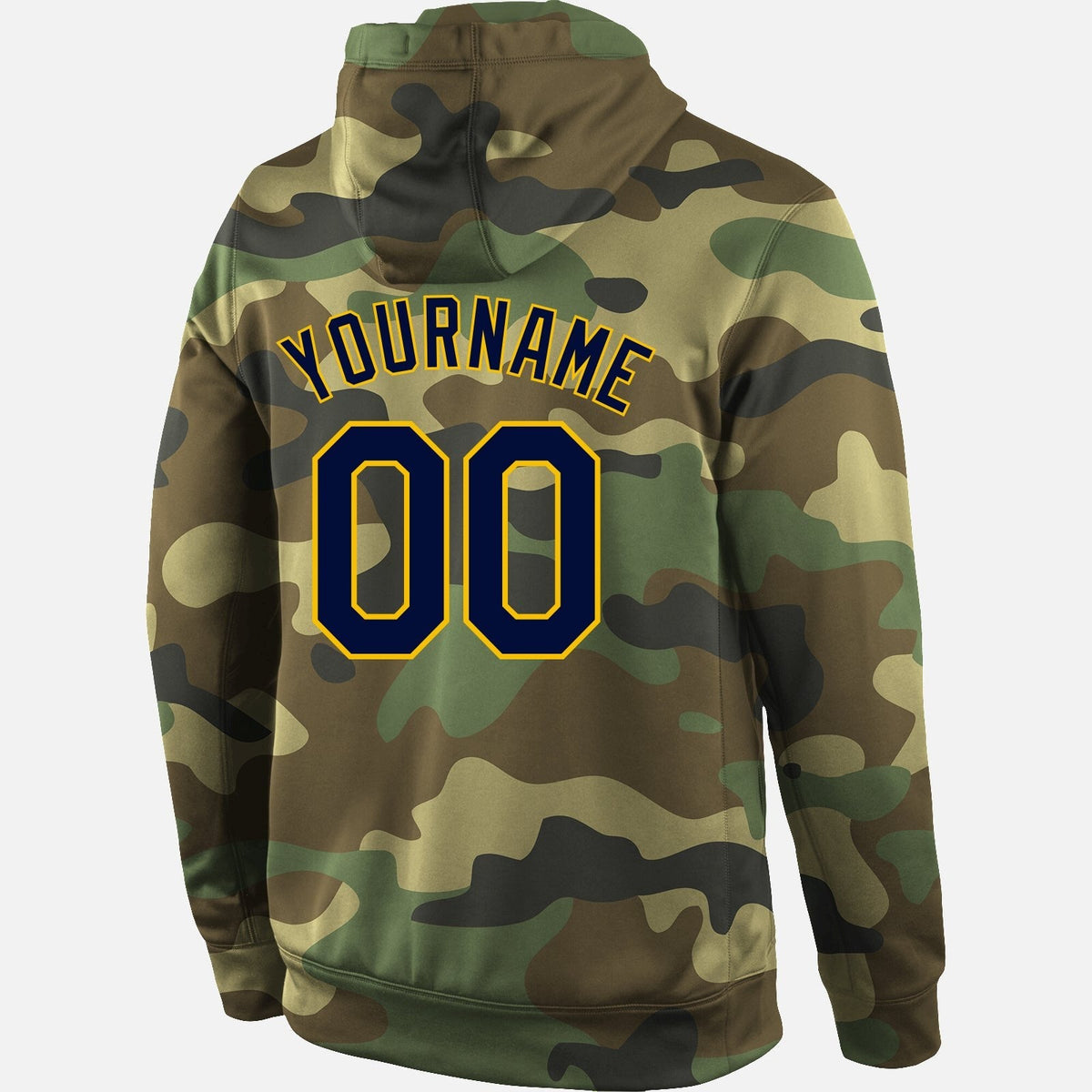 Custom Stitched Camo Navy-Gold Sports Pullover Sweatshirt Salute To Service Hoodie photo 3