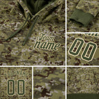 Custom Stitched Camo Olive-Cream Sports Pullover Sweatshirt Salute To Service Hoodie detail