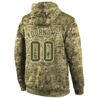 Custom Stitched Camo Olive-Cream Sports Pullover Sweatshirt Salute To Service Hoodie photo 3