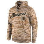 Custom Stitched Camo Black-Cream Sports Pullover Sweatshirt Salute To Service Hoodie photo 2