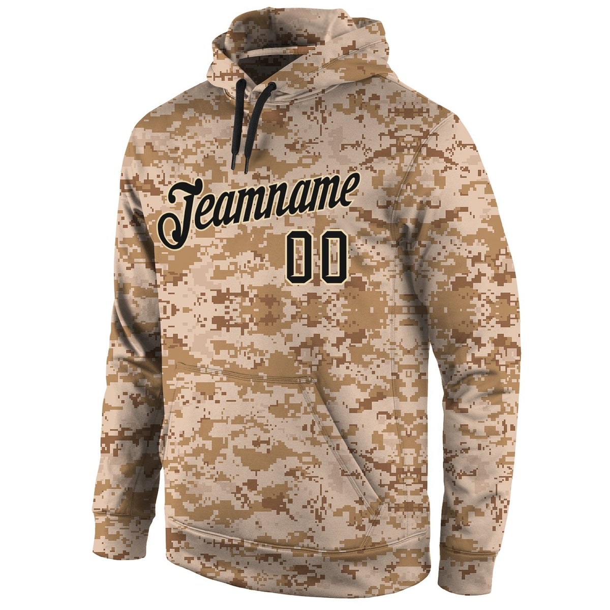 Custom Stitched Camo Black-Cream Sports Pullover Sweatshirt Salute To Service Hoodie photo 2