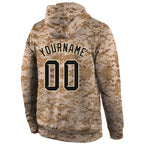 Custom Stitched Camo Black-Cream Sports Pullover Sweatshirt Salute To Service Hoodie photo 3