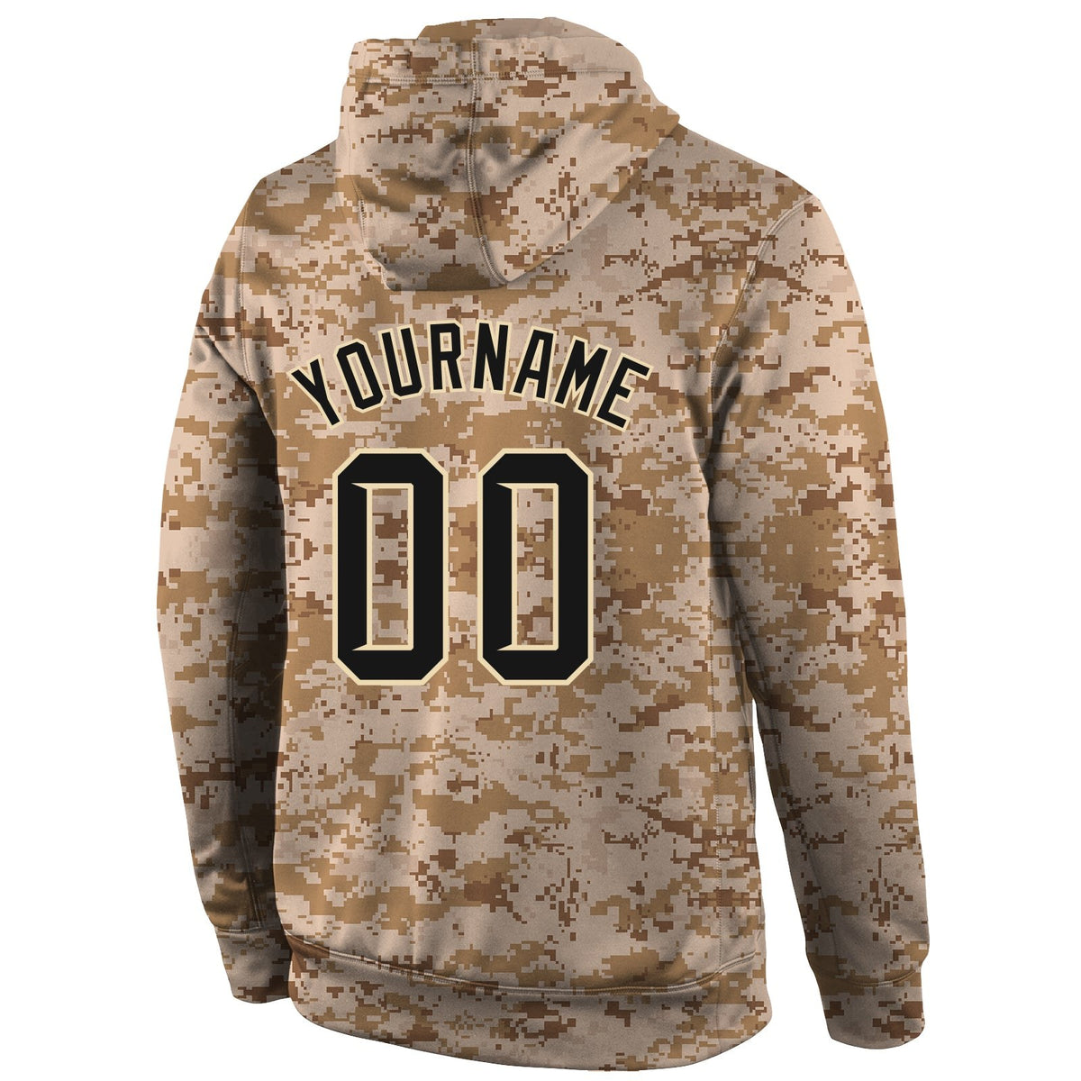 Custom Stitched Camo Black-Cream Sports Pullover Sweatshirt Salute To Service Hoodie photo 3