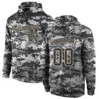 Custom Stitched Camo Steel Gray-Cream Sports Pullover Sweatshirt Salute To Service Hoodie