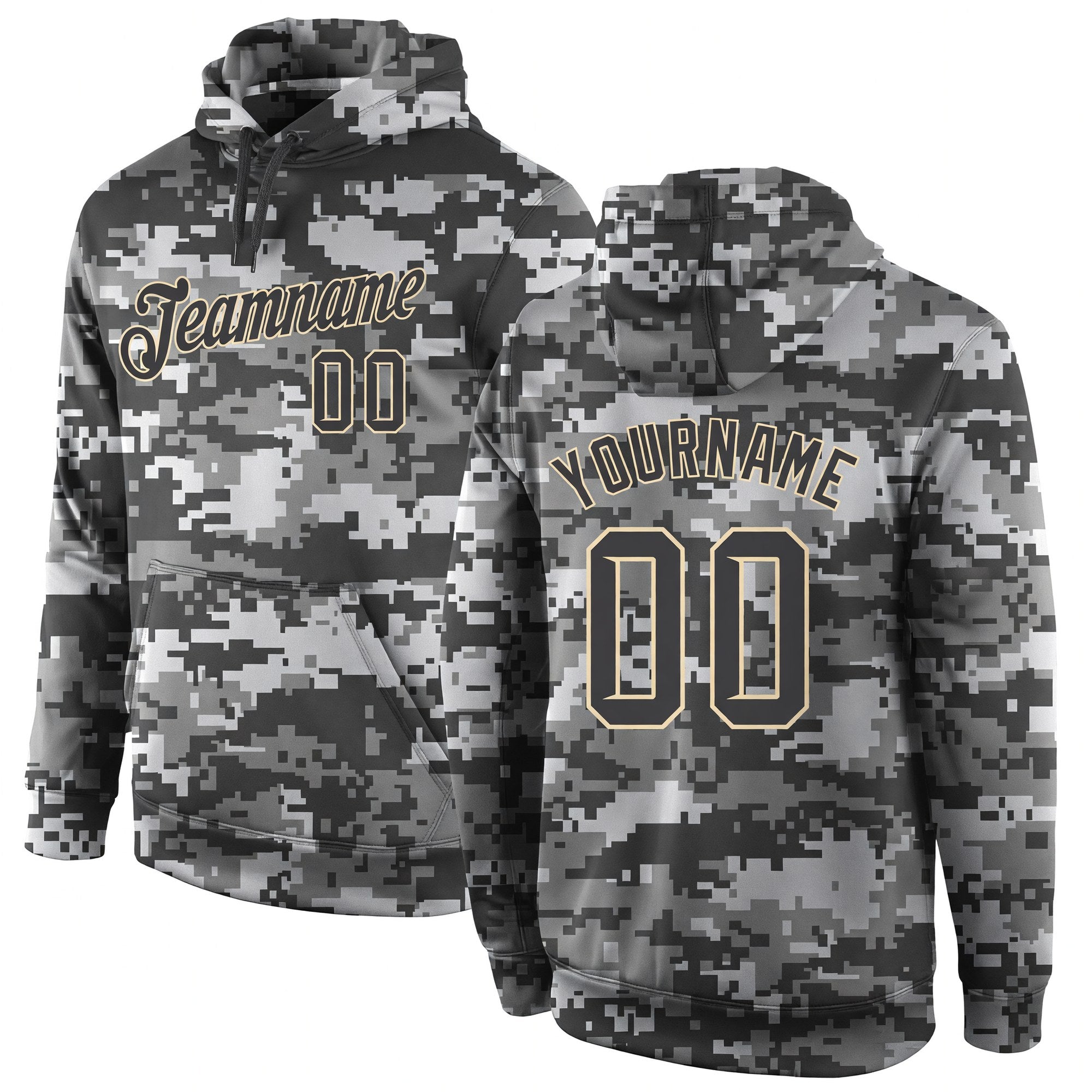 Custom Stitched Camo Steel Gray-Cream Sports Pullover Sweatshirt Salute To Service Hoodie