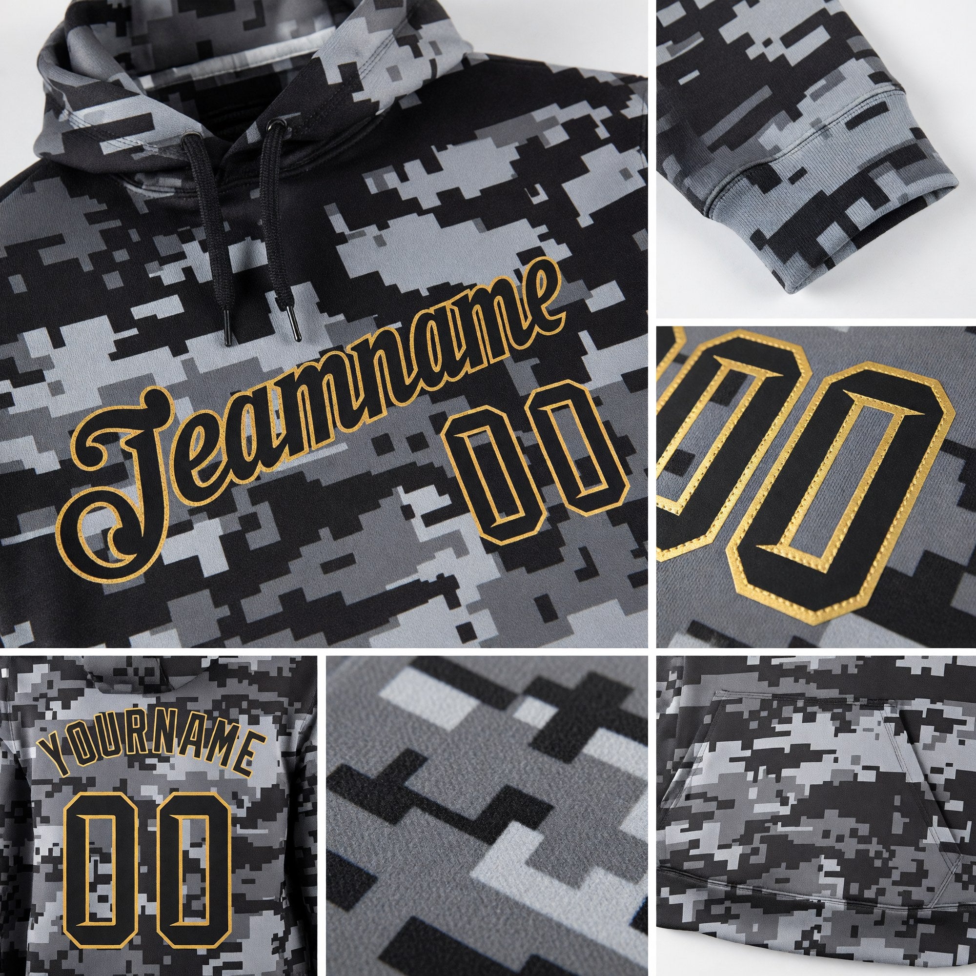 Custom Stitched Camo Steel Gray-Cream Sports Pullover Sweatshirt Salute To Service Hoodie detail