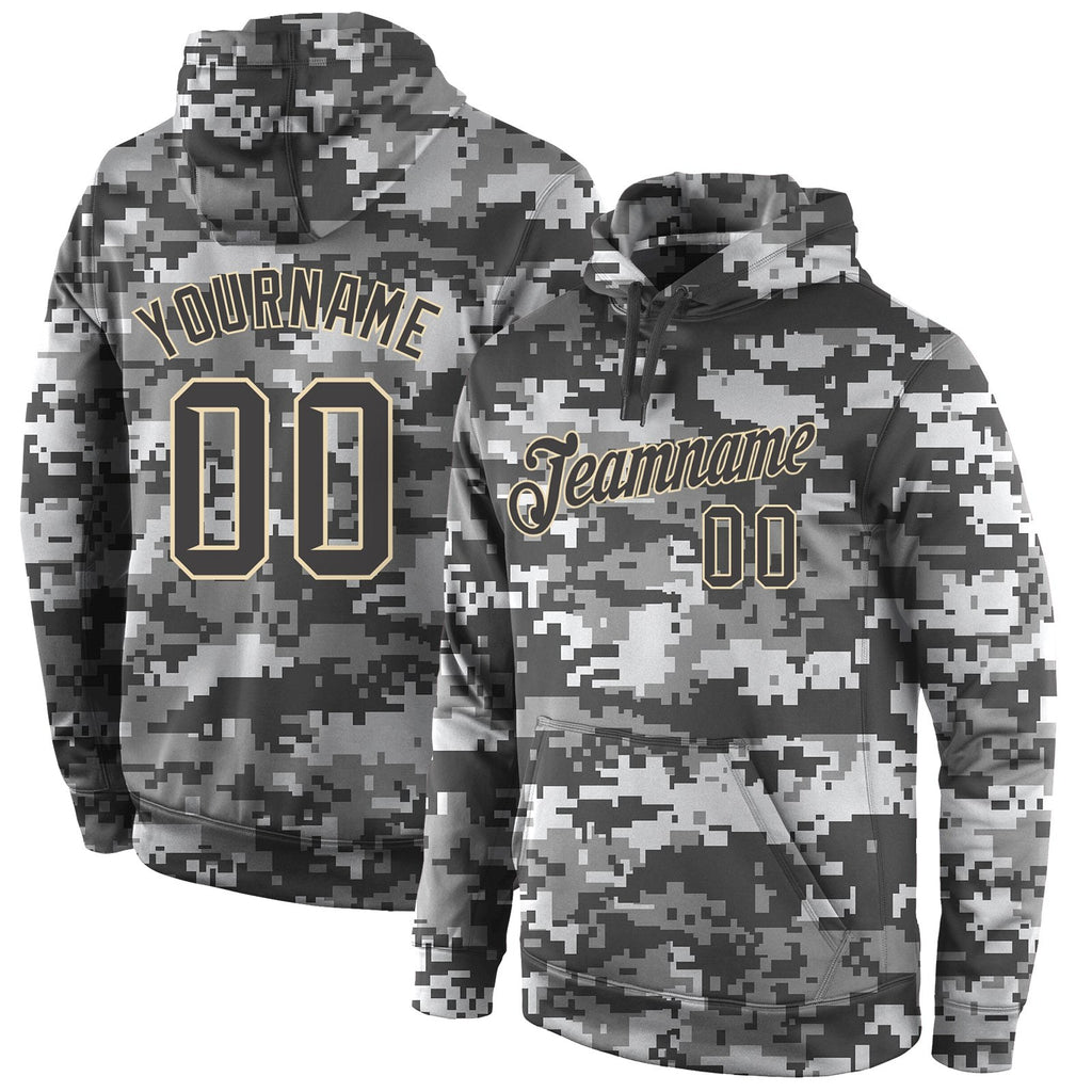 Custom Stitched Camo Steel Gray-Cream Sports Pullover Sweatshirt Salute To Service Hoodie photo 1