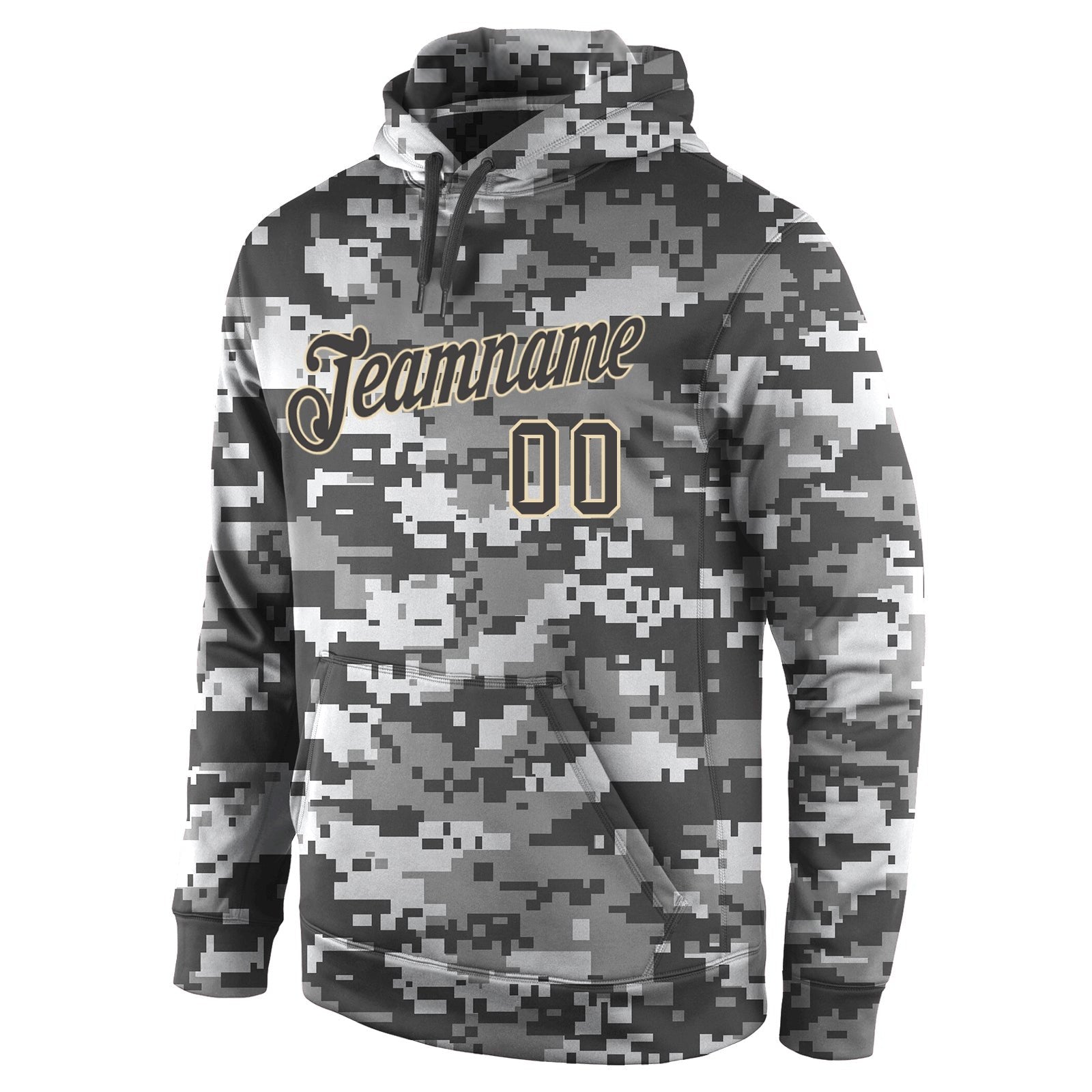Custom Stitched Camo Steel Gray-Cream Sports Pullover Sweatshirt Salute To Service Hoodie photo 2
