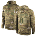 Custom Stitched Camo Olive-Cream Sports Pullover Sweatshirt Salute To Service Hoodie