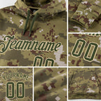 Custom Stitched Camo Olive-Cream Sports Pullover Sweatshirt Salute To Service Hoodie detail