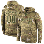 Custom Stitched Camo Olive-Cream Sports Pullover Sweatshirt Salute To Service Hoodie photo 1