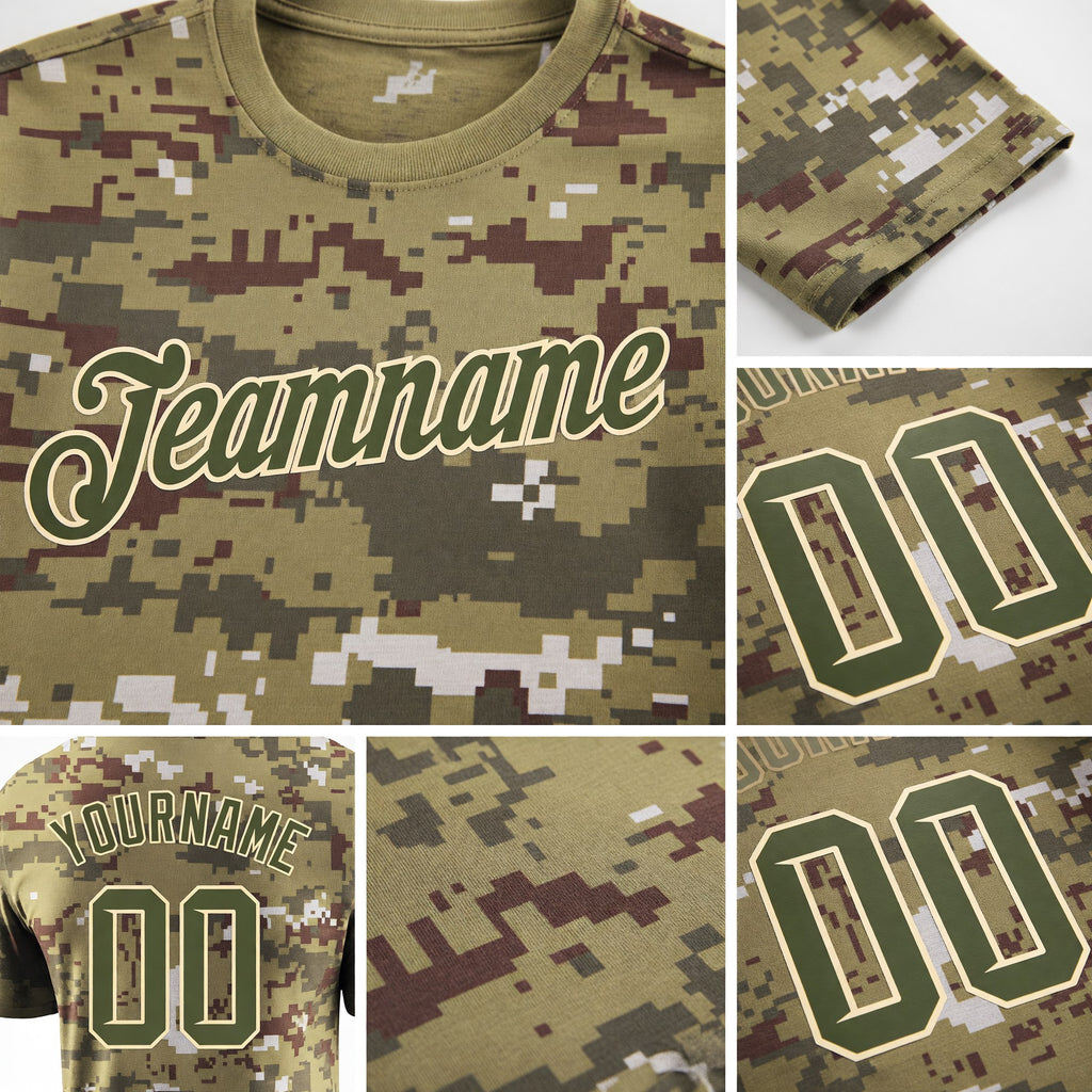 Custom Camo Olive-Cream Performance Salute To Service T-Shirt detail