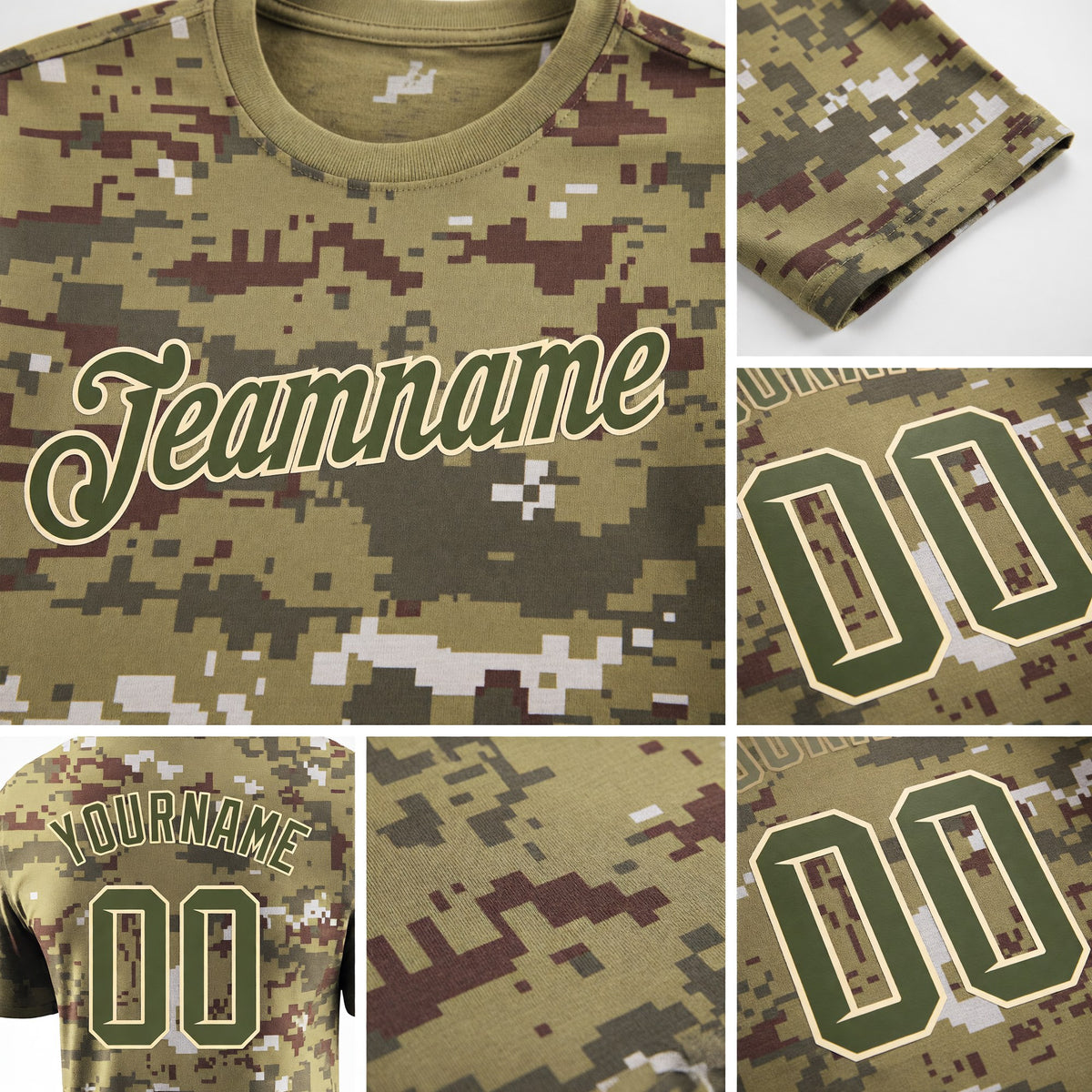 Custom Camo Olive-Cream Performance Salute To Service T-Shirt detail