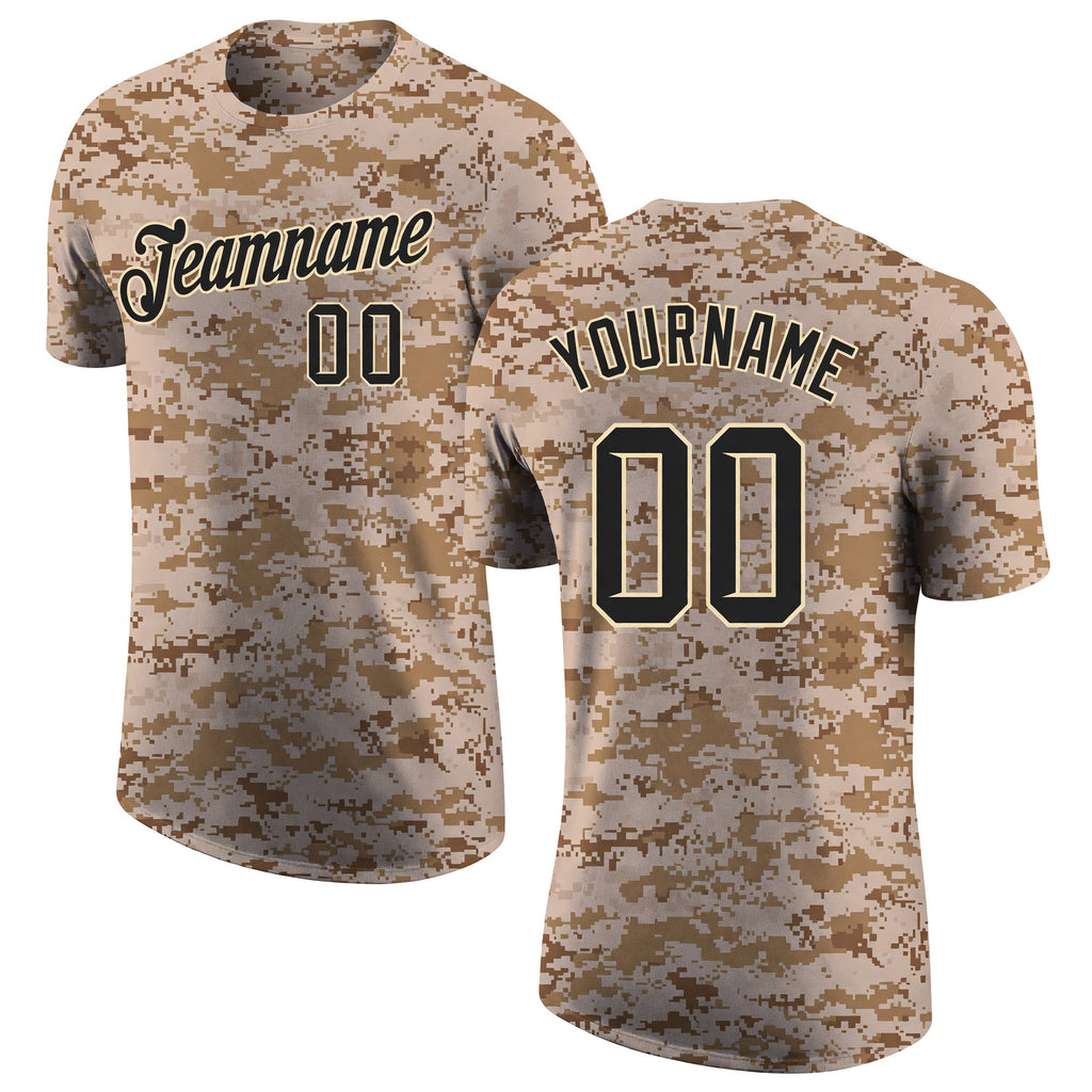 Custom Camo Black-Cream Performance Salute To Service T-Shirt