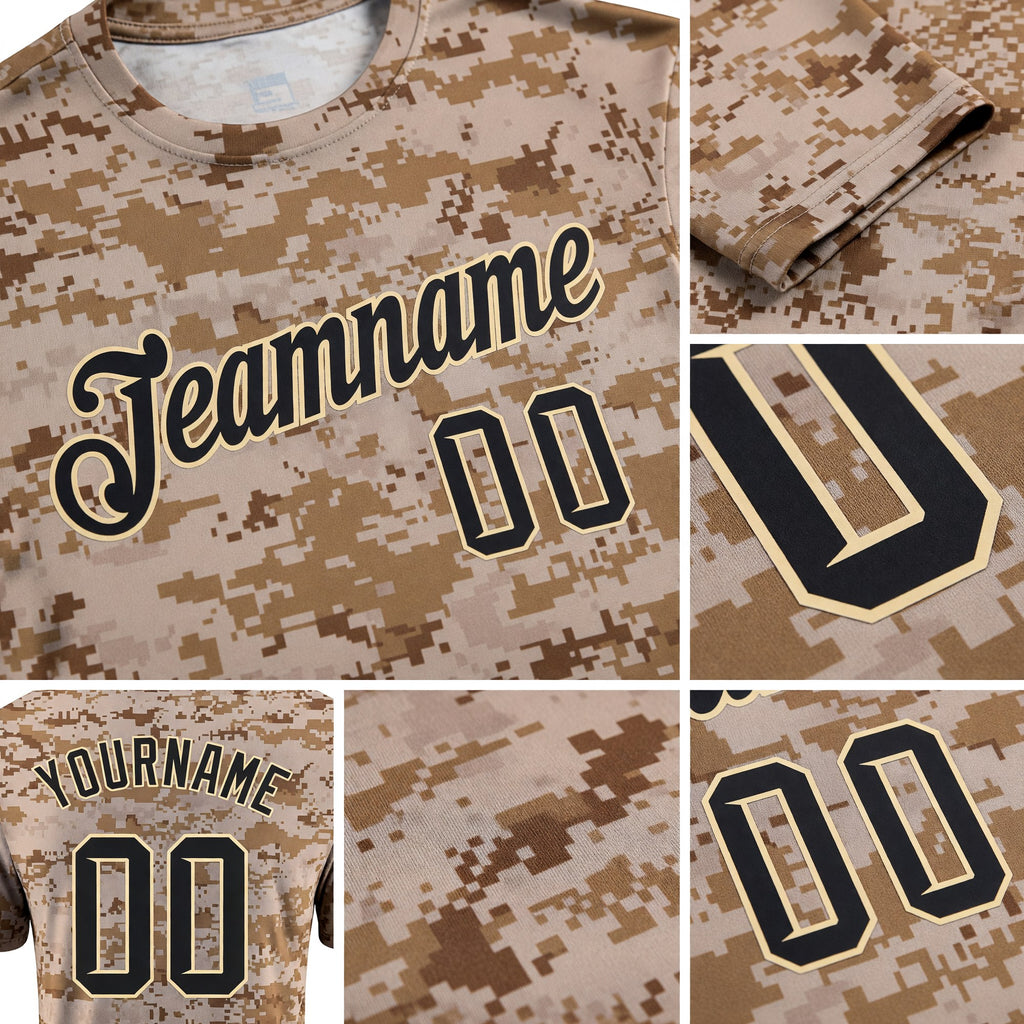 Custom Camo Black-Cream Performance Salute To Service T-Shirt detail