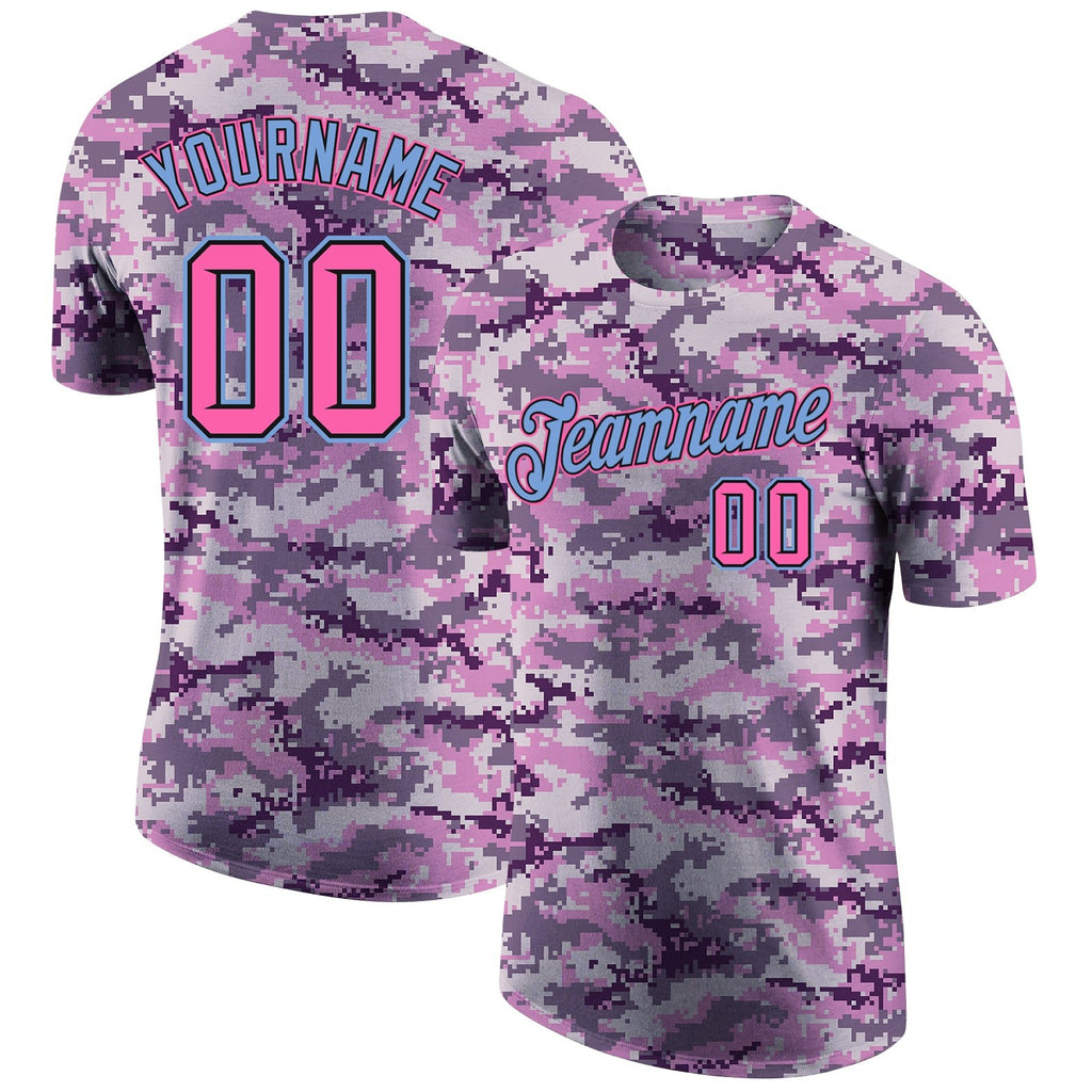 Custom Camo Pink-Light Blue Performance Salute To Service T-Shirt photo 1