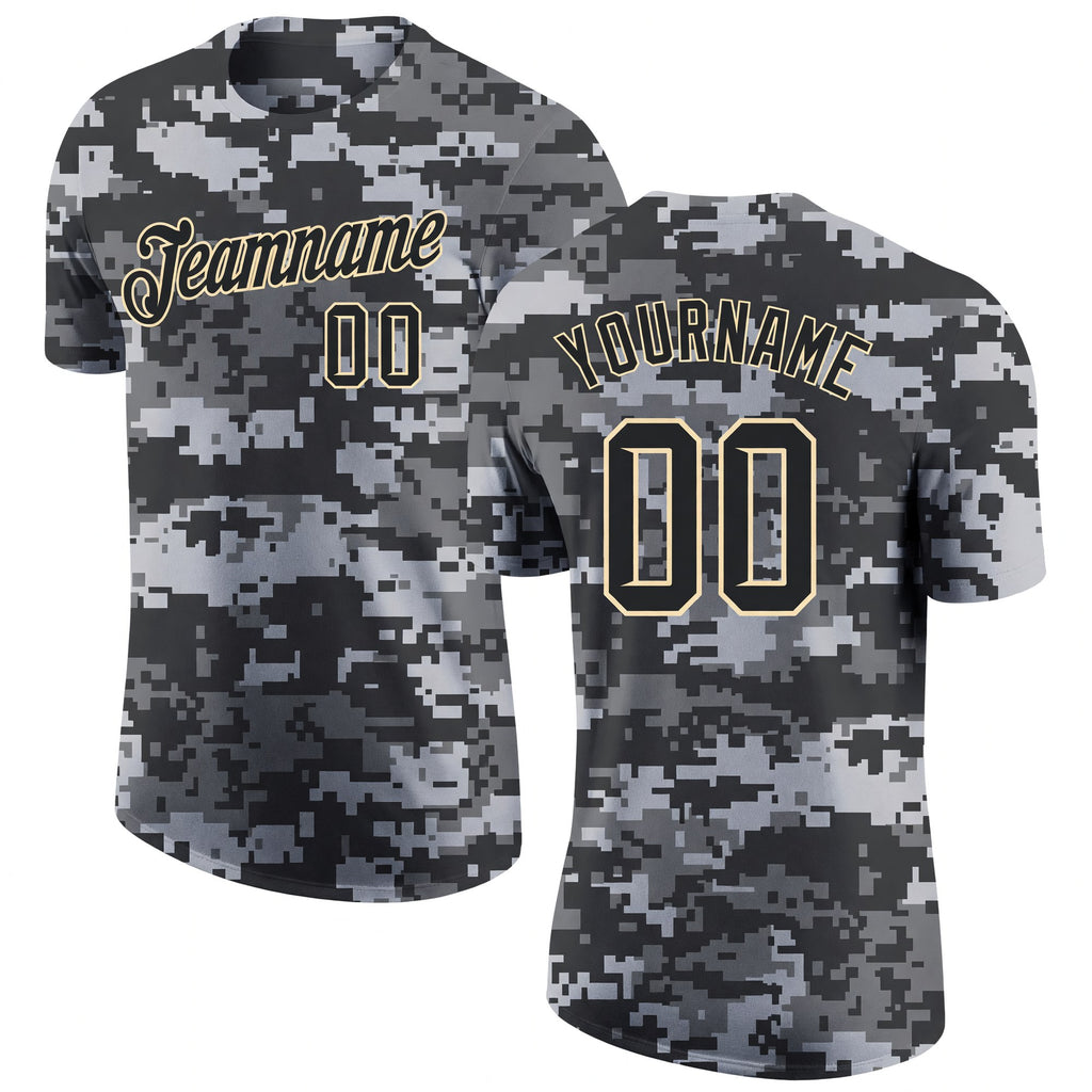 Custom Camo Black-Cream Performance Salute To Service T-Shirt