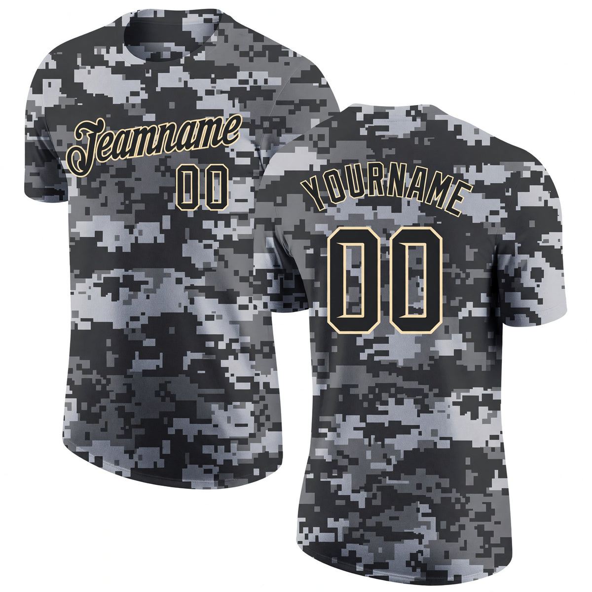 Custom Camo Black-Cream Performance Salute To Service T-Shirt
