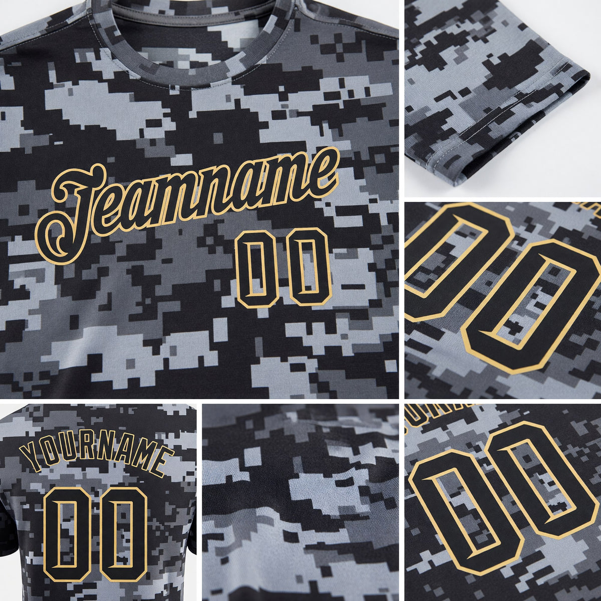 Custom Camo Black-Cream Performance Salute To Service T-Shirt detail
