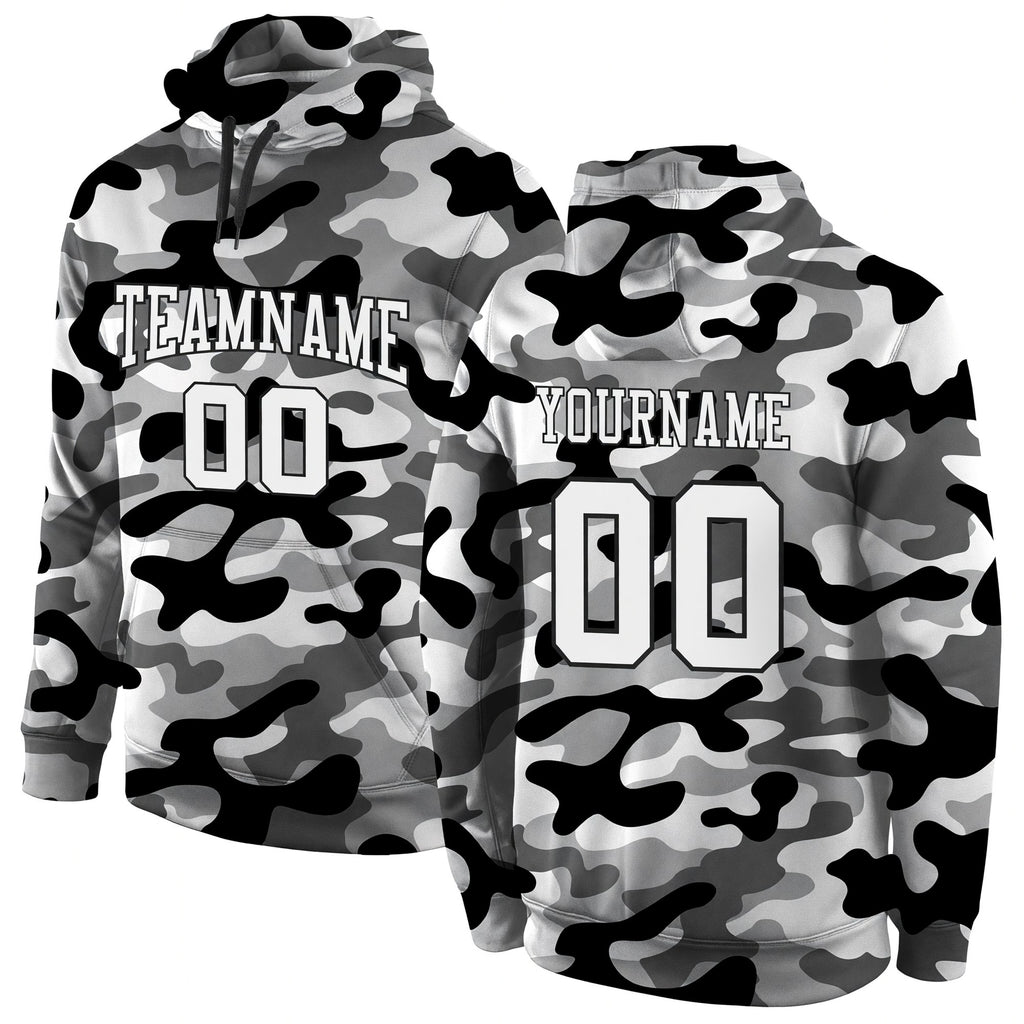 Custom Stitched Camo White-Black 3D Sports Pullover Sweatshirt Salute To Service Hoodie