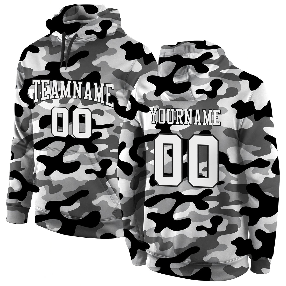 Custom Stitched Camo White-Black 3D Sports Pullover Sweatshirt Salute To Service Hoodie